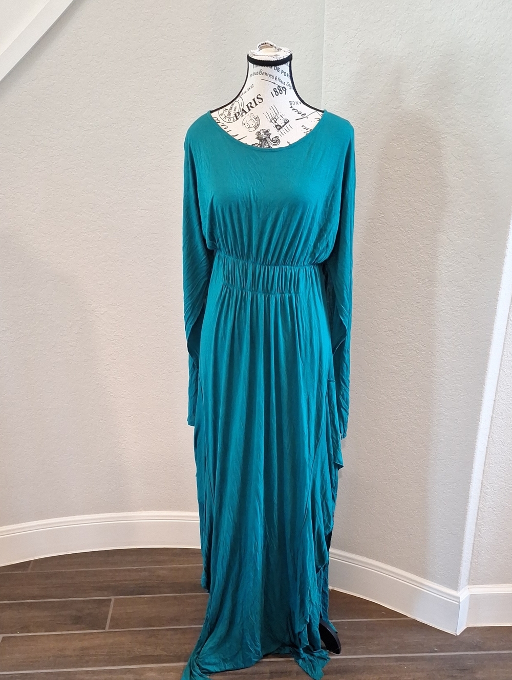 Free People FP Beach Witchy Open Sleeve Coastal Maxi Dress Teal Size Small
